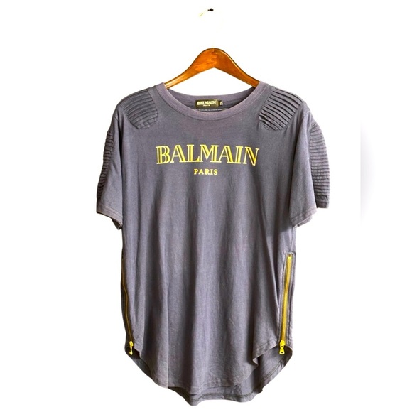 Balmain Other - Balmain Logo T-shirt Navy with gold side zippers